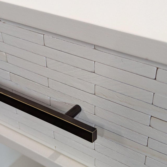 White West Elm Wood Tiled Nightstand For Sale - Image 8 of 9