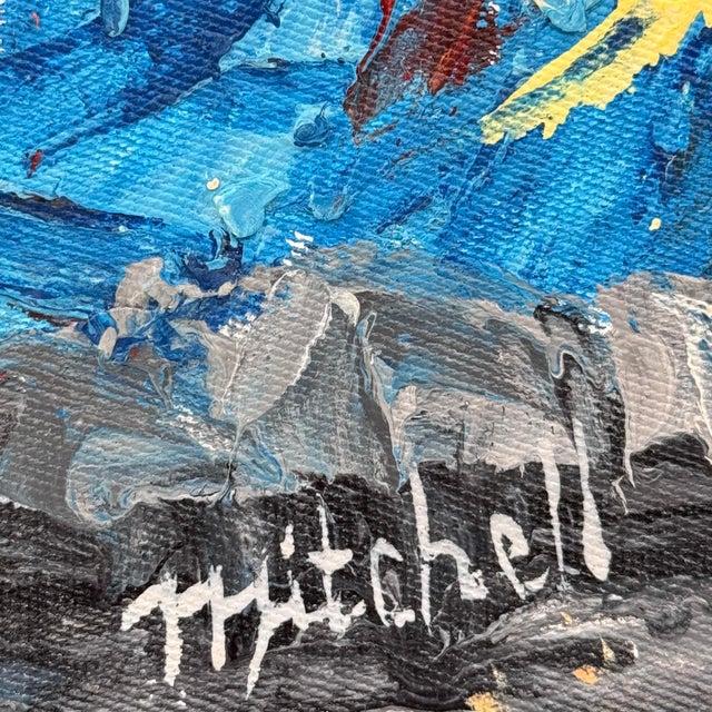 1990s Vintage Modern Expressionist Figural Painting of Two Women in Carved Frame - Signed “Mitchell.” For Sale - Image 5 of 12