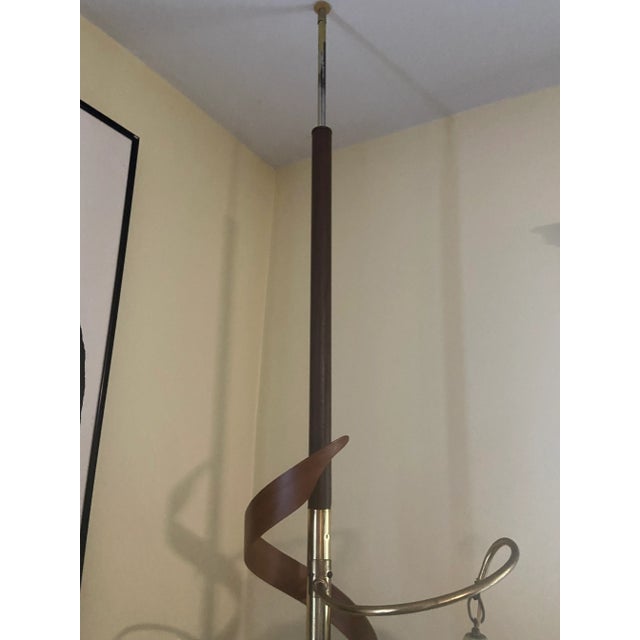Mid-Century Modern Floor Tension Pole Lamp Spun Lucite Shade For Sale - Image 9 of 13