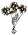 Vintage Sterling Silver and Turquoise Triple Flower Stem Brooch For Sale