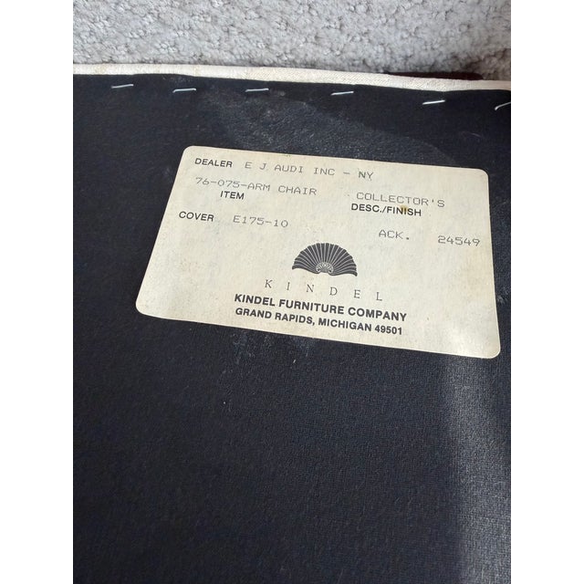 Kindel Furniture 1990s Kindel Federal Style Upholstered Dining Chairs With Arms For Sale - Image 4 of 4