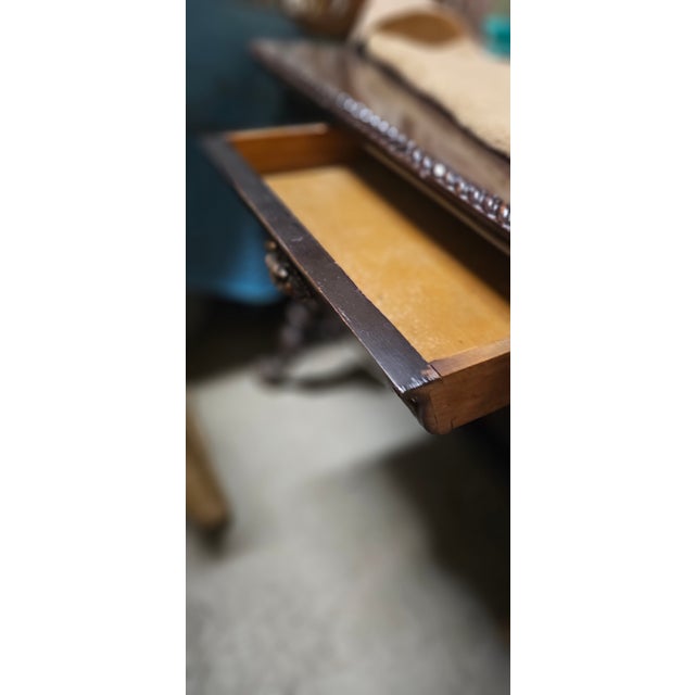 Carved Gothic Merklen Brothers Library Desk For Sale - Image 14 of 15