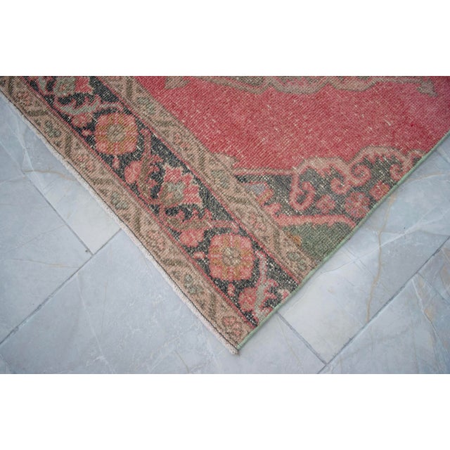 Vintage Turkish Runner Rug Hand-Knotted Coral Pink Hallway Runner Authentic Oushak Rug 3x13 Ft Approx For Sale - Image 11 of 13