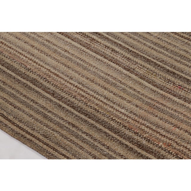 Rug & Kilim Rug & Kilim’s Modern Rez Flatweave Kilim in Brown Textural Stripes For Sale - Image 4 of 9