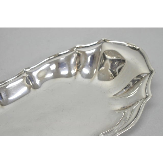 Late 20th Century Vintage English Victorian Style Scalloped Oval Narrow Silver Plated Trinket Dish For Sale - Image 5 of 10