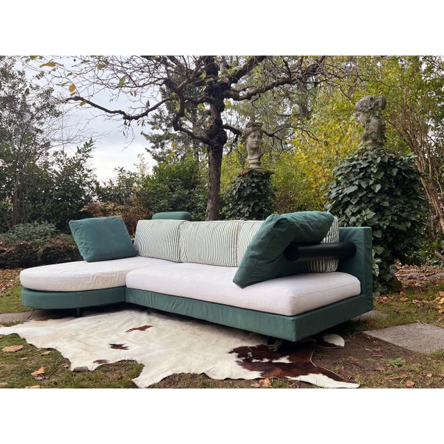 1980s B&b Italia Antonio Citterio Sity "Baisity" Sofa Sectional in Green and Eggshell-- 2 PCSB For Sale In Madison - Image 6 of 10
