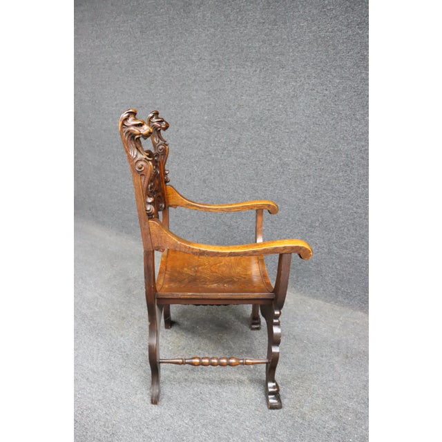 Victorian Quarter Sawn Oak Savonarola Chair For Sale - Image 9 of 12