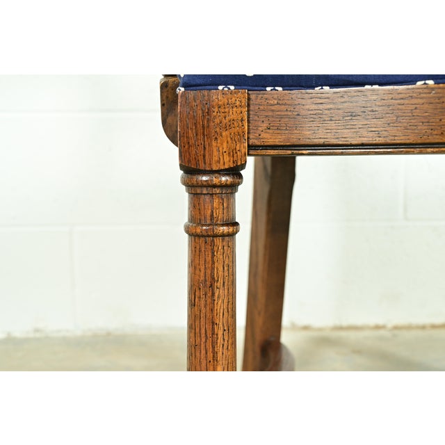 Wood Century Furniture French Country Carved Solid Oak Ladder Back Armchairs, Pair For Sale - Image 7 of 13