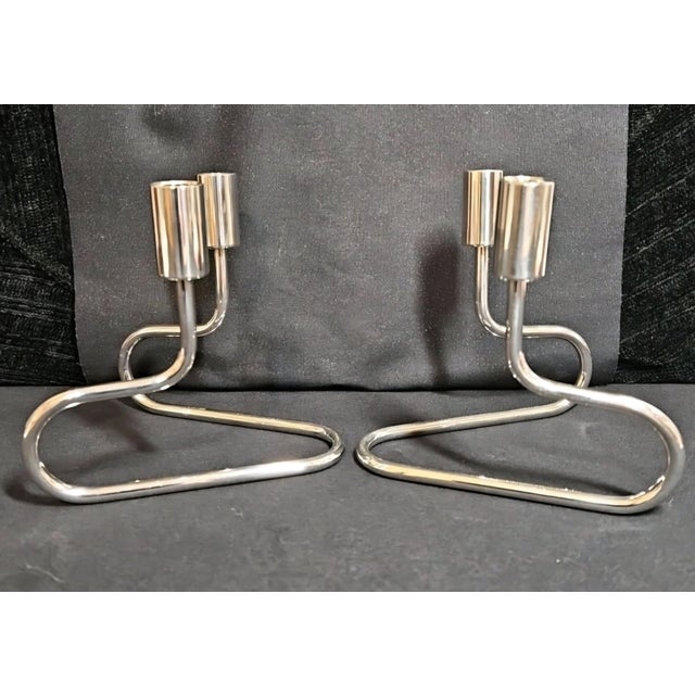 1950s Vintage Modernist Italian Silver Plated Candle Holder Circa 1950s Poseable Art For Sale - Image 5 of 7