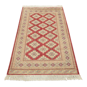 Bokhara Jaldar Rug 4’2” X 6’3” Pink Wool Tribal Hand-Knotted Oriental Carpet