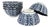 Japanese Hand Painted Blue & White Porcelain Soup Bowls With Botanical Leaf Pattern - Set of 6 For Sale