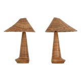 Pair of Chloe Rattan Table Lamps For Sale