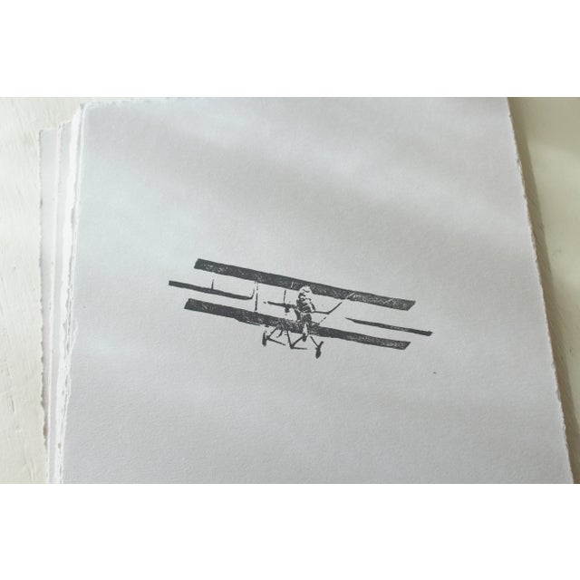 Vintage Airplane Original Woodblock Print by Michelle Farro For Sale In Philadelphia - Image 6 of 11