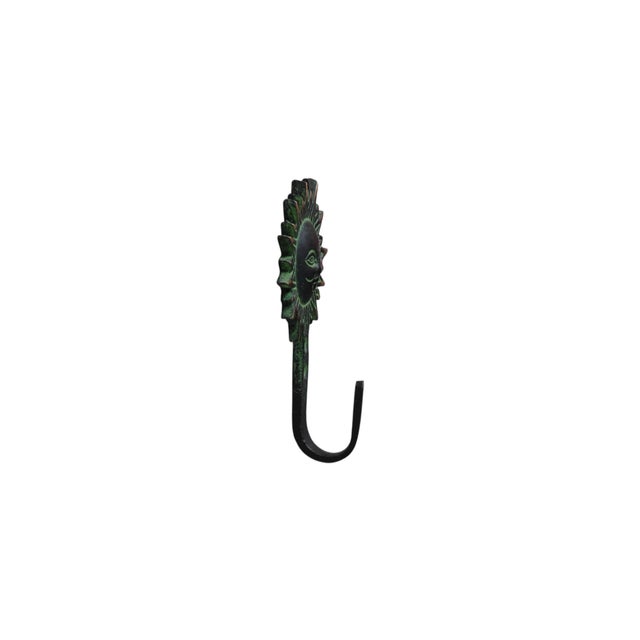 Bohemian Sun Green Brass Wall Hooks - Set of 4 For Sale - Image 4 of 5