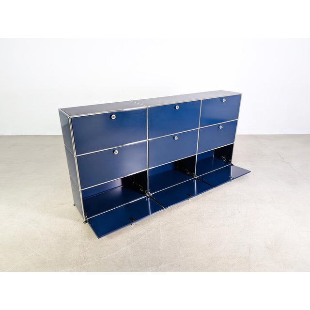 Metal Blue Steel Sideboard by Fritz Haller for USM Haller For Sale - Image 7 of 12