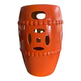 Orange Chinese Garden Stool For Sale