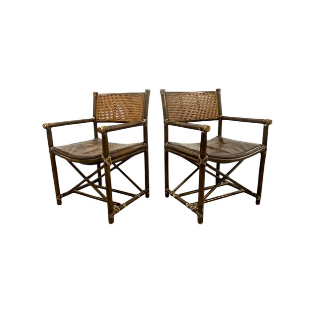Vintage McGuire San Francisco Bamboo & Caned Director’s Chairs, 1960s–70s, Set of 8 For Sale In Chicago - Image 6 of 10