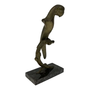 Brazilian Mid-Century Modern Bronze Macaw Parrot Sculpture on Granite Base