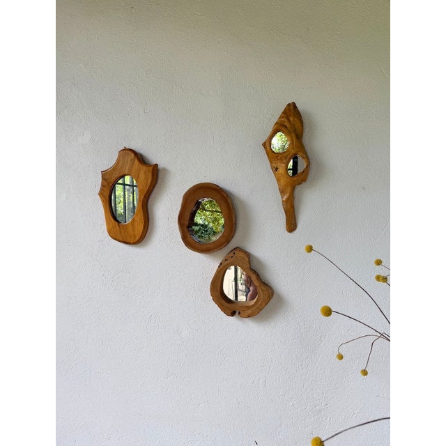 Wood Brutalist Organic Wooden Mirrors, 1950s, Set of 4 For Sale - Image 7 of 18