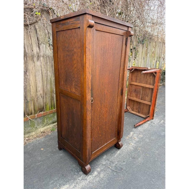 Antique Victorian Oak Wardrobe Cabinet For Sale - Image 15 of 15