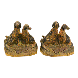 Early 20th Century American Cast Iron Figural "Hunting Pointers" Bookends - A Pair