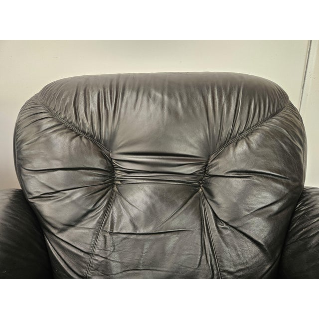 1970s Vintage Club Chairs in Black Leather, 1970, Set of 2 For Sale - Image 5 of 18