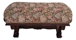 Early 20th Century Antique Upholstered Horsehair Stuffing Walnut Wood Bench