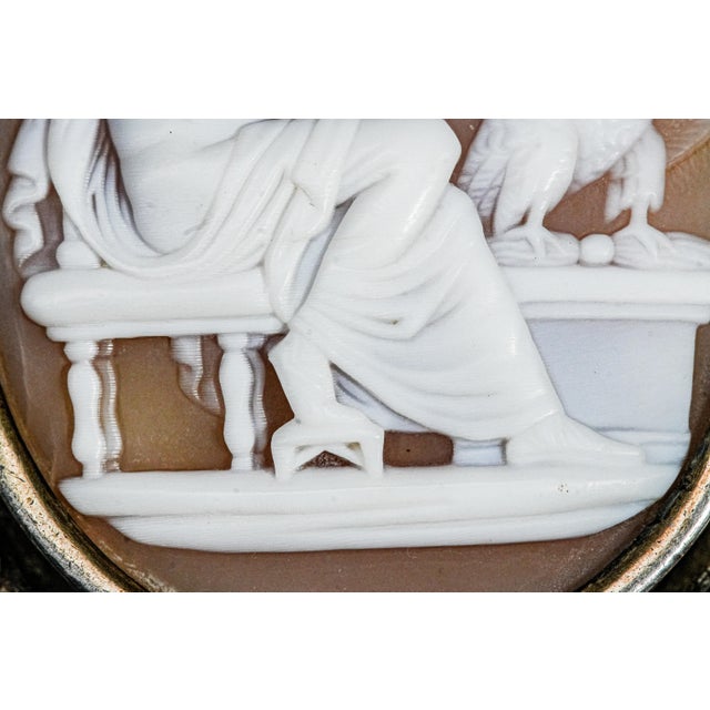 19th Century Magnificent Antique Grand Tour Box 19th Century Carved Shell Cameo Mixed Metals Gemstones Zeus Neoclassical Continental Silver For Sale - Image 5 of 15