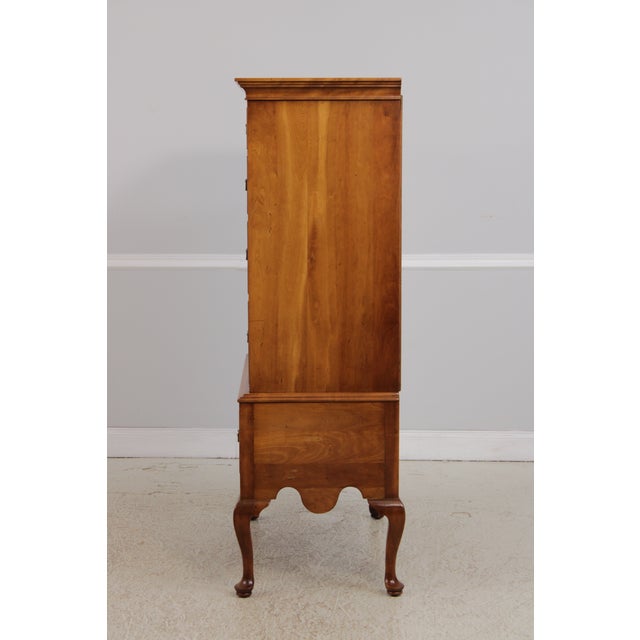 Queen Anne Stickley Cherry Queen Anne Flat Top Highboy Chest For Sale - Image 3 of 17