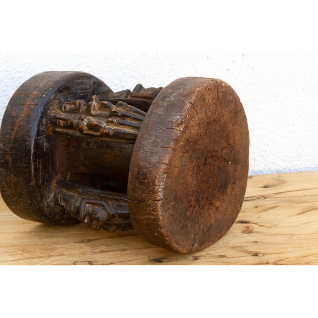 Wood Petite Antique Bamum Carytid Stool For Sale - Image 7 of 8