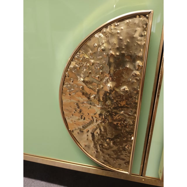 Sideboard with Green Murano Glass and Brass Fittings and Handles from Justfurnituress SRL For Sale - Image 9 of 16