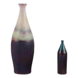 Large Vintage Swedish Ceramic Vases by Sven Hofverberg, 1970s, Set of 2 For Sale