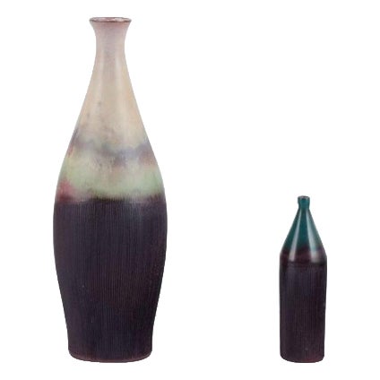 Large Vintage Swedish Ceramic Vases by Sven Hofverberg, 1970s, Set of 2 For Sale
