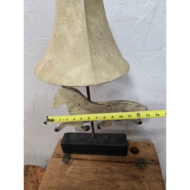 Vintage Folk Art Adjustable Wooden Running Horse Weathervane Lamp For Sale In Dallas - Image 6 of 11