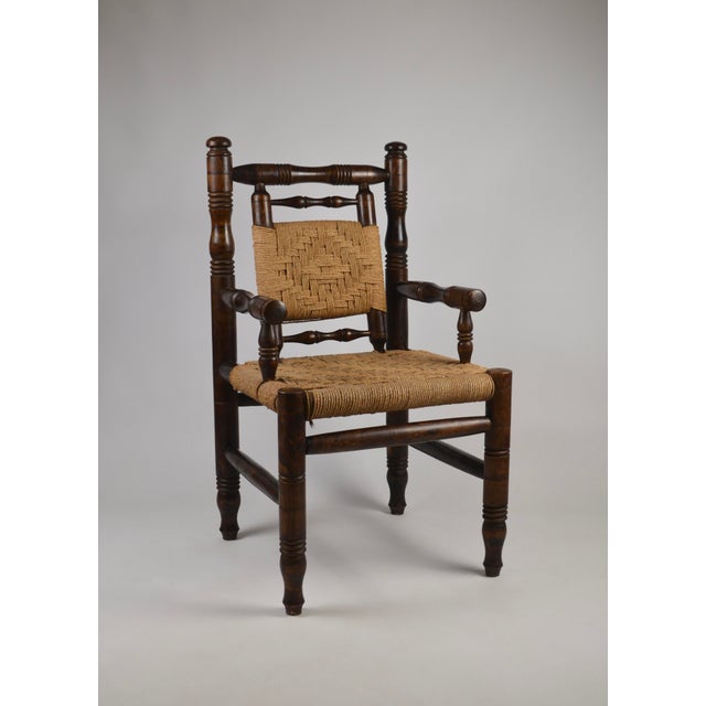 Mid-Century French Wood and Rope Woven Armchair, 1950s For Sale - Image 16 of 16