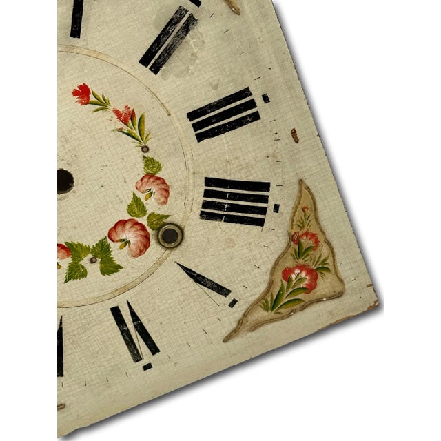 Antique American Hand Painted Wood Clock Dial From Pillar & Scroll Type Shelf Clock - Early 19th Century For Sale In Boston - Image 6 of 12
