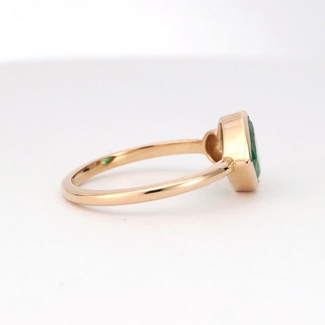 14k Gold Ring With Natural Diamond and Trillion-Cut Emerald, New For Sale - Image 15 of 18