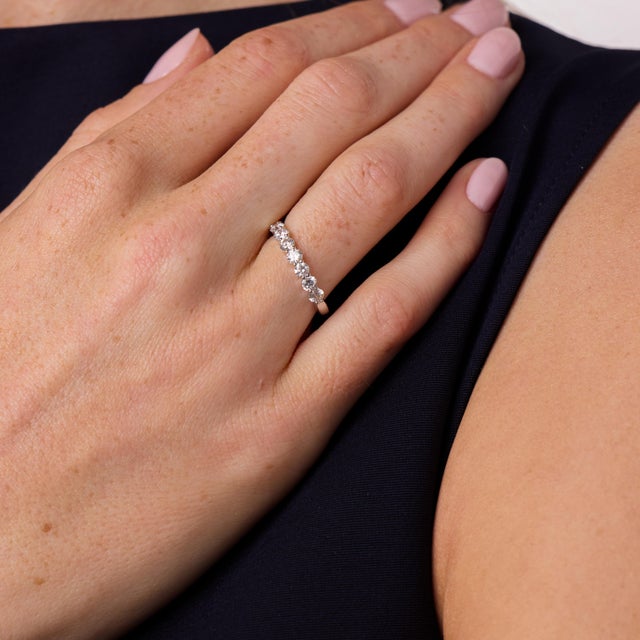 Mid 20th Century Vintage Diamond 18k White Gold Half Eternity Band, Size 7 For Sale - Image 5 of 6