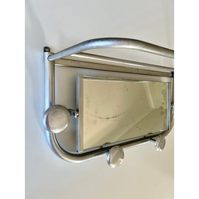 Metal Vintage French Coat Rack with Mirror, 1940s For Sale - Image 7 of 12