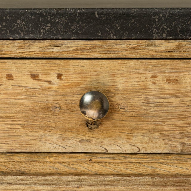 1900s Belgian Louis XVI Oak Bedside Table With Bluestone Top For Sale - Image 9 of 18