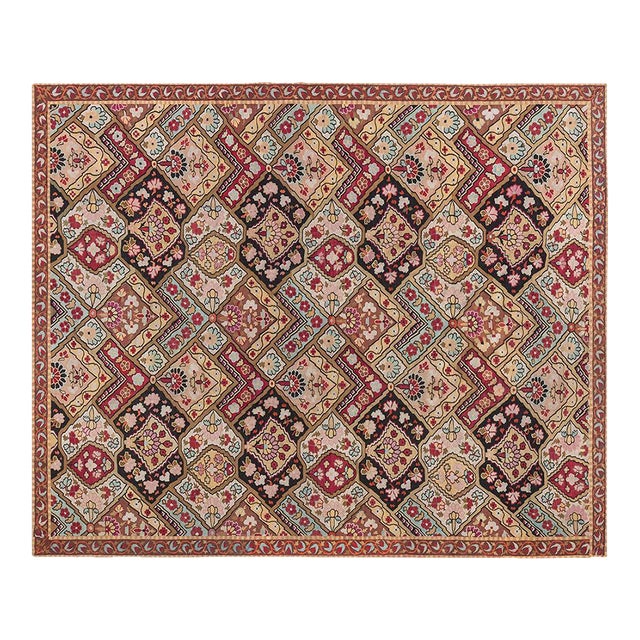 Antique French Aubusson Rug  Botanical Garden Motif For Sale