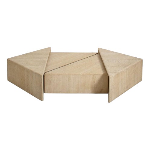 Vintage Modular Coffee Table in Travertine, 1970s For Sale
