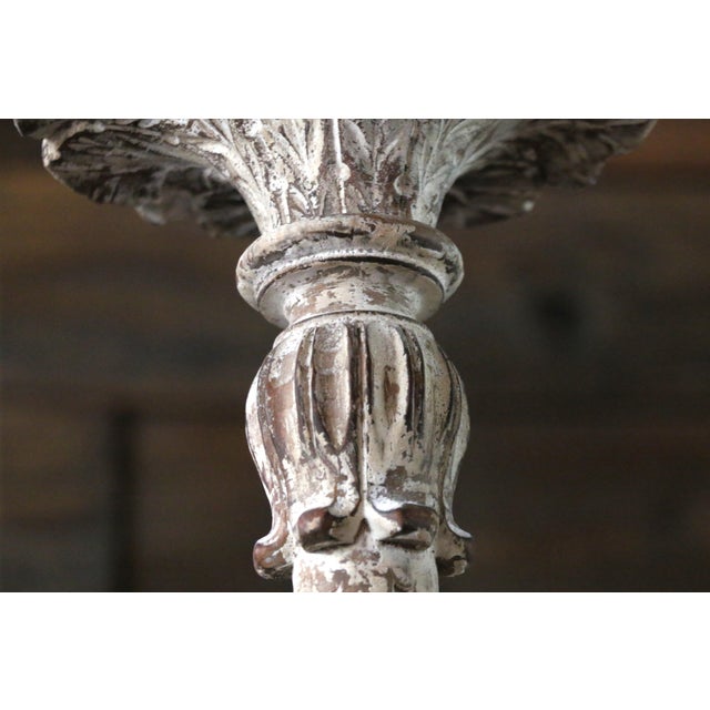 White 1940s Italian Rococo Revival Painted Wood & Gilt Wrought Iron 8-Light Chandelier For Sale - Image 8 of 18