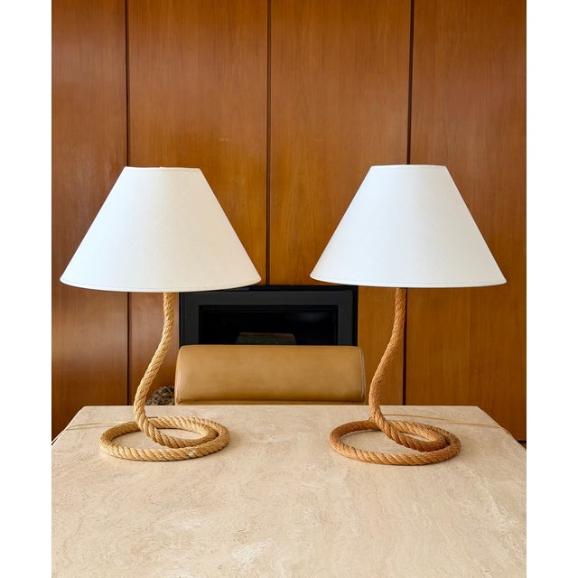 1970s Audoux Minet Sculptural Twisted Rope Table Lamps - A Pair For Sale - Image 13 of 16