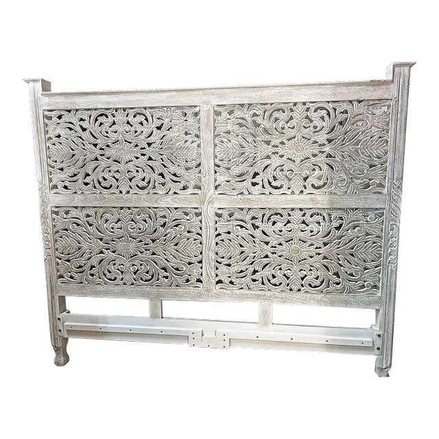 Carved Mangowood King Size Headboard For Sale