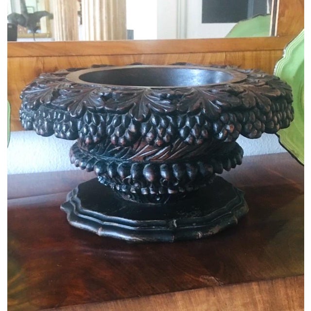 Ornate Hand Carved Wood Indoor Planter, Circa 1970, Swiss Black Forest Wood For Sale - Image 4 of 6