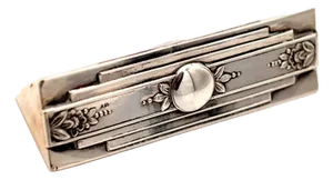 Silver Toothpick Holder with Embossed Floral Motifs