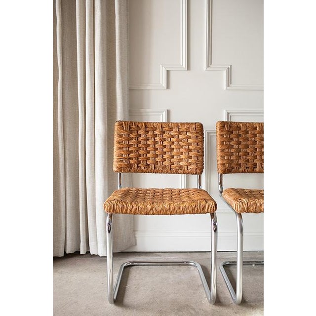 1970s Mid-Century Natural Woven and Chrome Cesca Cantilever Dining Chairs, Set of Four For Sale - Image 9 of 14
