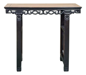 Vintage Dark Brown Wood Ming Style Ru Yi Apron Console Altar Table