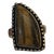 Mid 20th Century Triangular Tiger's Eye Beaded Sterling Ring Size 8 For Sale